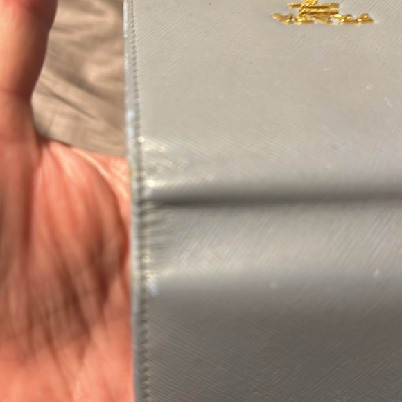 Prada Authentic light blue trifold wallet with box - Picture 6 of 13